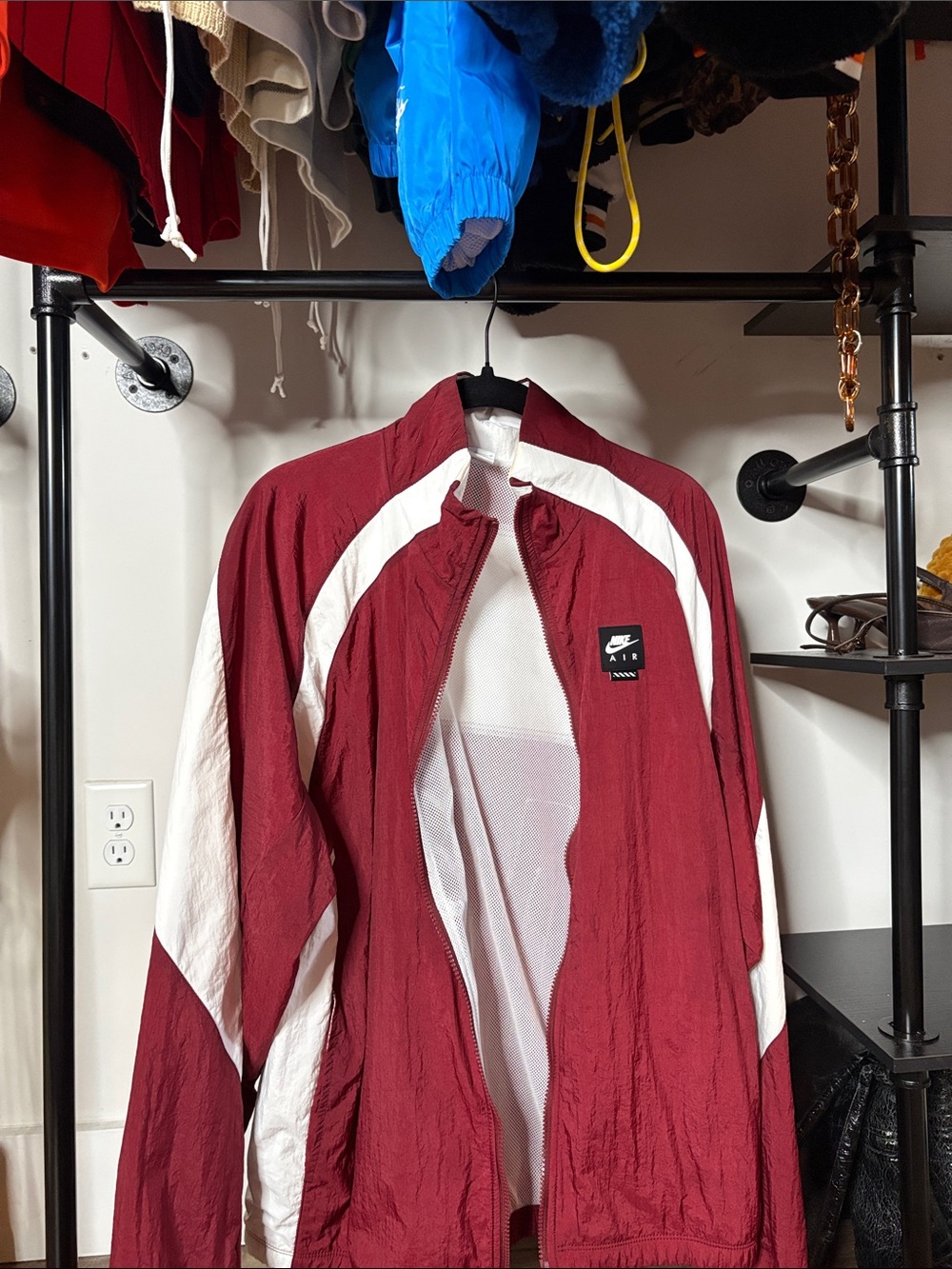 Nike Maroon and White Windbreaker Jacket